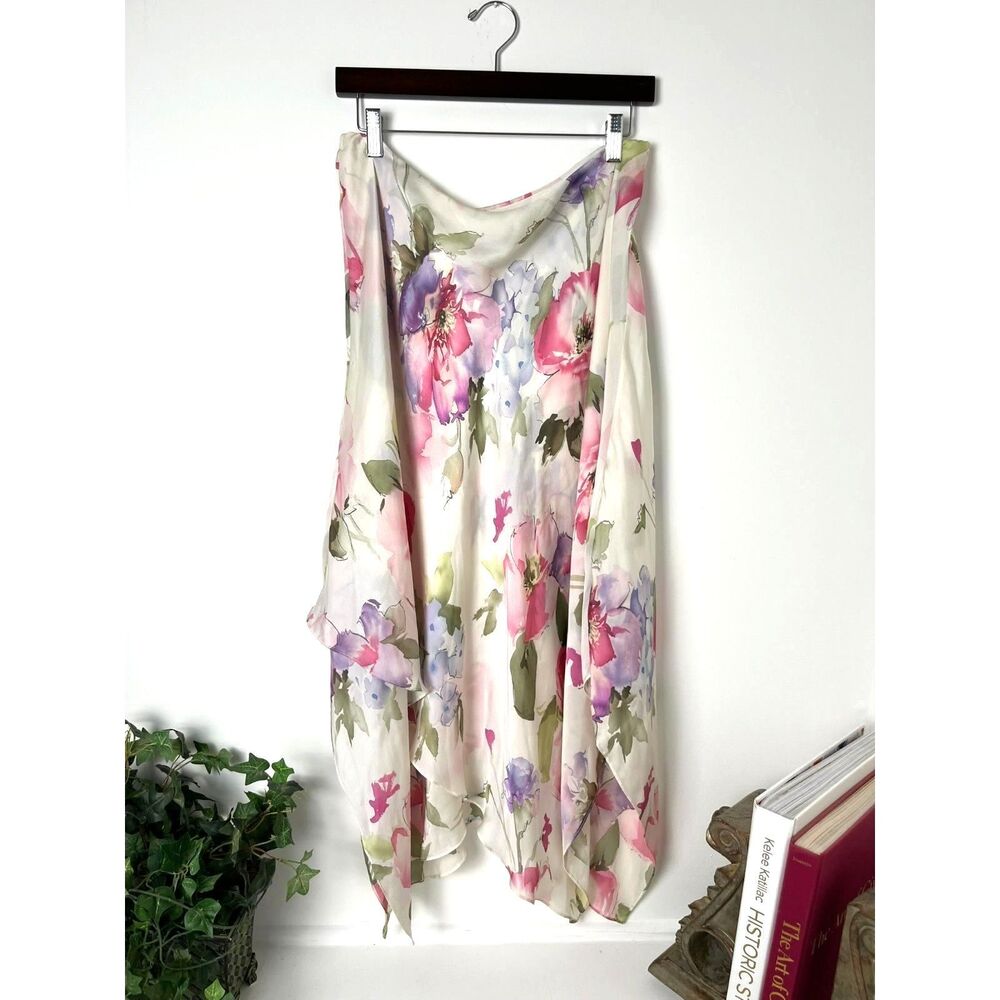 VTG Lauren Ralph Lauren Silk Floral Handkerchief Skirt 8